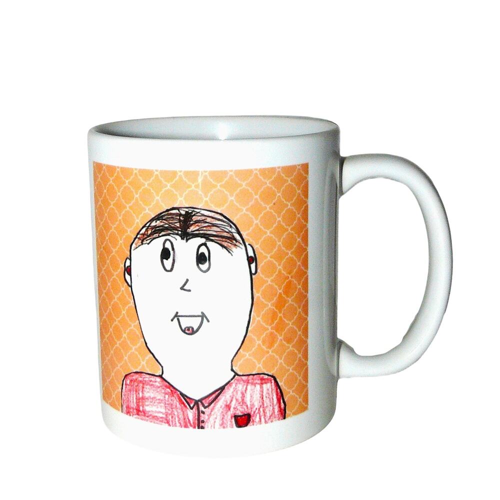 Father's Day Ceramic Coffee Mug Cartoon Design "Daddy" Text Orange White